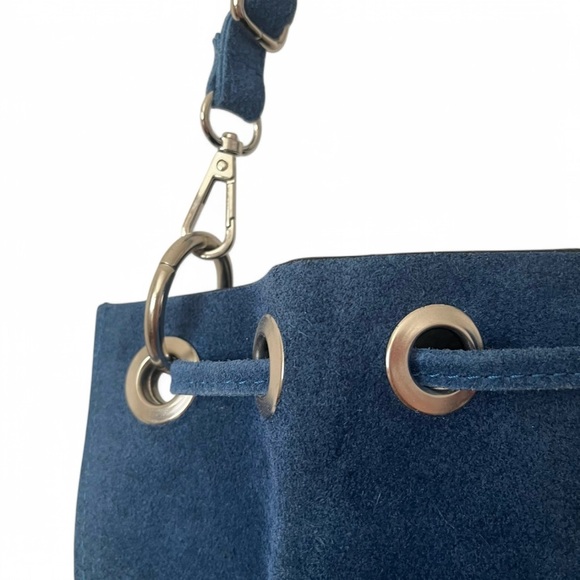 Borse In Pelle Genuine Italian Leather Bucket Purse Removable Strap Hobo Bag - Picture 12 of 16